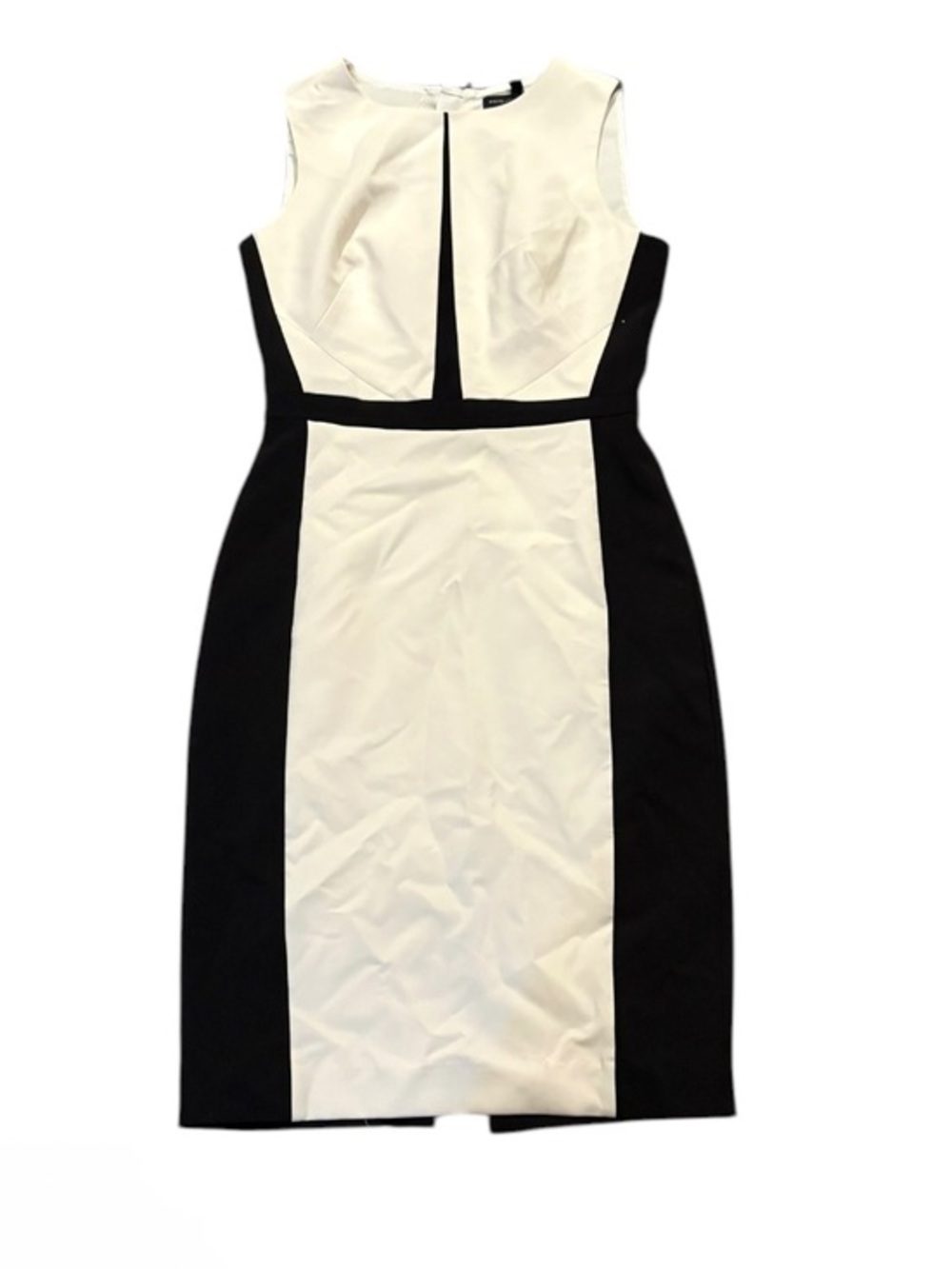 White House Black Market color-block sheath dress white black 0